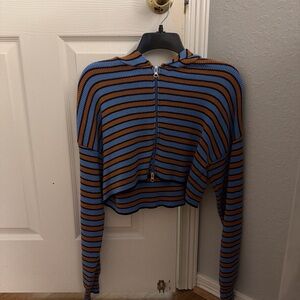 Striped Blue and Brown Women's Top